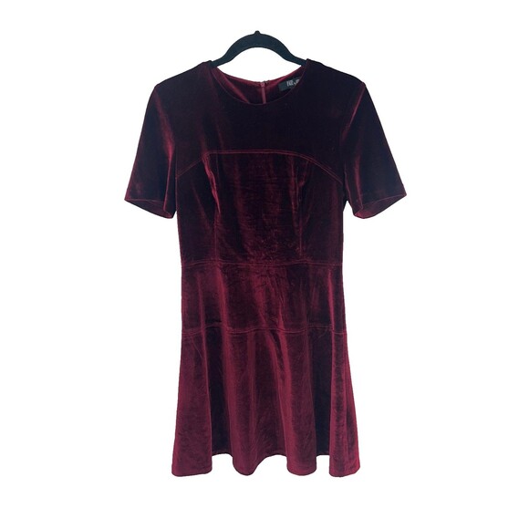 Women's Fate By LFD Red Velvet Short Sleeve A-line Mini Dress Size S - Picture 1 of 6